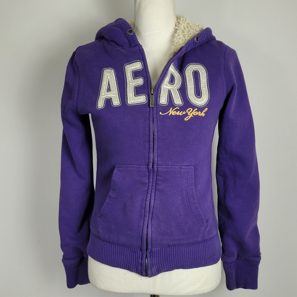 2010 Aeropostale new york Faux Fur lined hoodie size medium - Picture 11 of 14